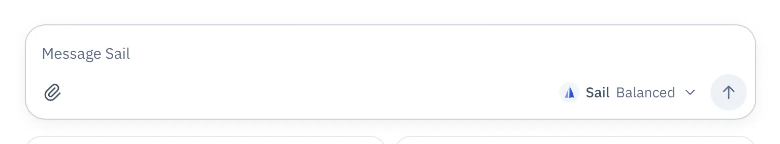 The message box with the assistant picker on the right and four conversation starters below