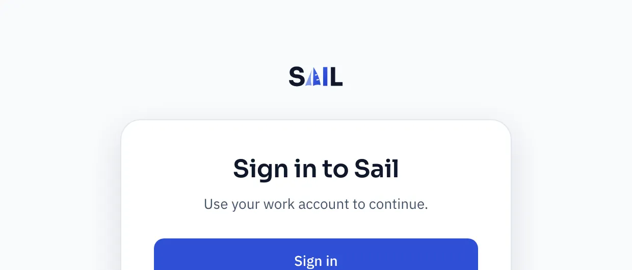 The Sail sign-in page with one Sign in button